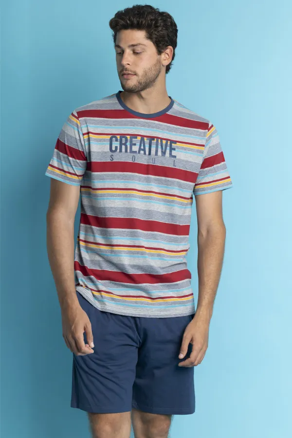 pijama-corto-hombre-algodón-rayas-talla-s-creative
