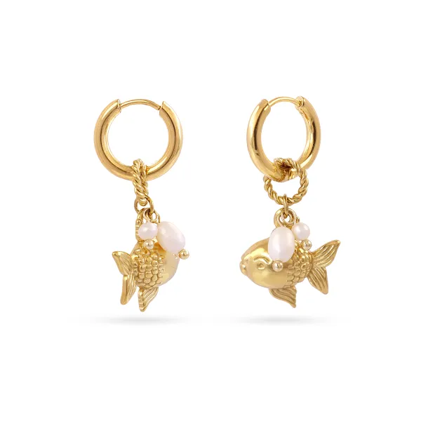 pendientes-mini-aro-charm-pez-acero-hipoalergénico