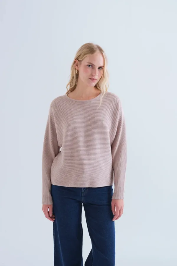 jersey-punto-rayas-beige-liso