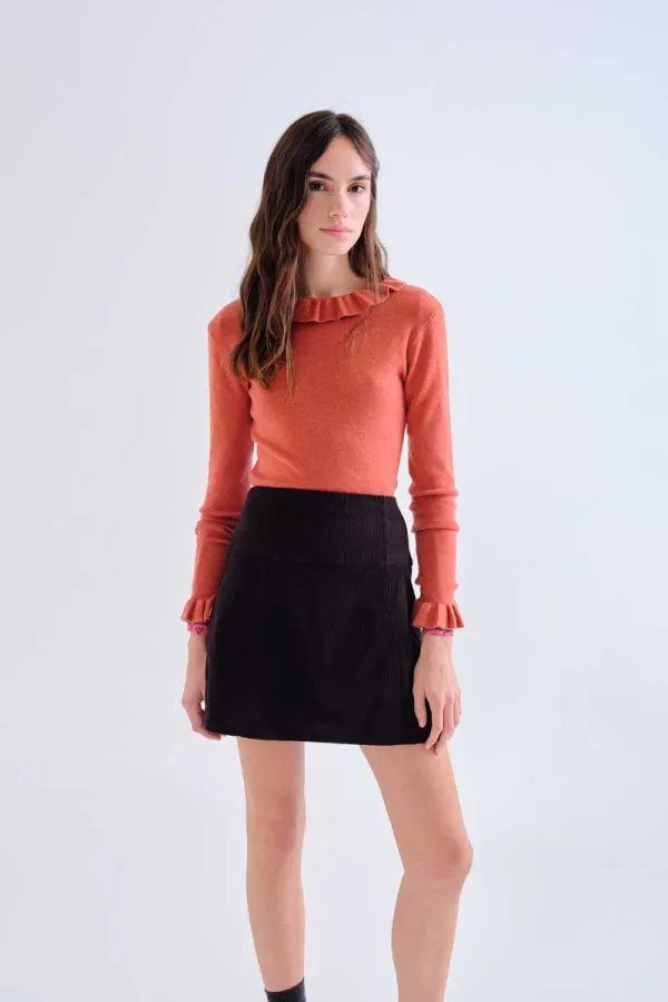 jersey-punto-naranja-volante-cuello-y-mangas-compañia-fantastica-63C10304_01