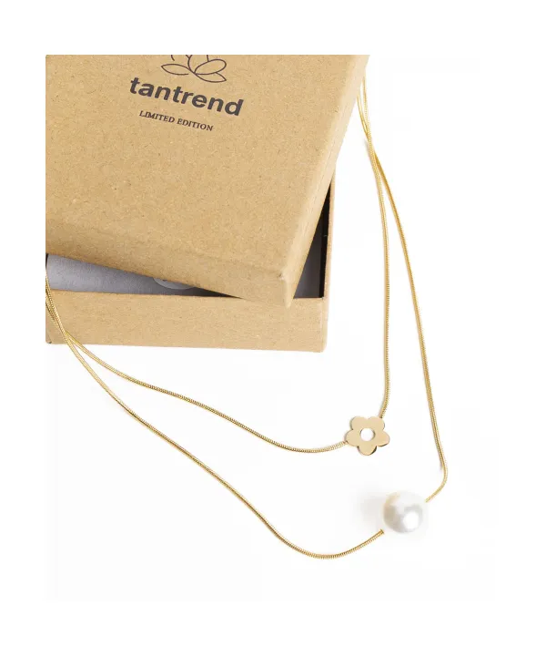 collar-doble-flor-perla-acero-hipoalergenico
