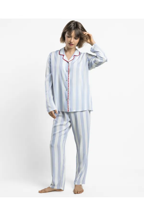 pijama-camisero-rayas-azul-celeste-ribete-rojo