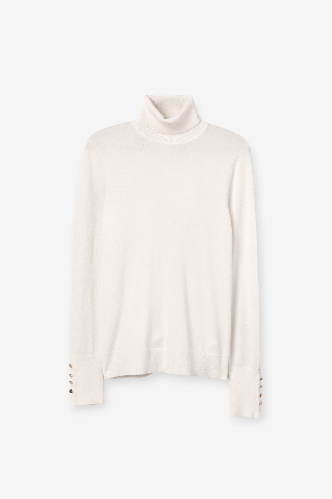 Vega Jersey Basico Punto Fino Cuello Vuelto Blanco